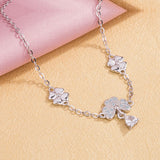 925 Silver Clover Bracelet & Bangles Zircon Charm Jewelry Gift