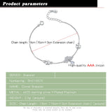 925 Silver Clover Bracelet & Bangles Zircon Charm Jewelry Gift