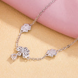925 Silver Clover Bracelet & Bangles Zircon Charm Jewelry Gift