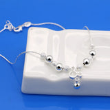925 Silver Lucky Bead Anklet Bracelet, Mickey Summer Beach Foot Leg Jewelry