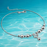 925 Silver Lucky Bead Anklet Bracelet, Mickey Summer Beach Foot Leg Jewelry