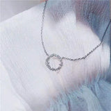 925 Silver Zircon Round Choker Necklace Set Wedding Gift NK069
