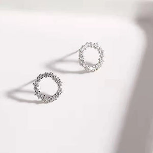 925 Silver Zircon Round Choker Necklace Set Wedding Gift NK069