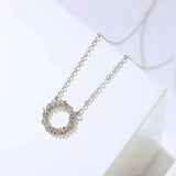 925 Silver Zircon Round Choker Necklace Set Wedding Gift NK069
