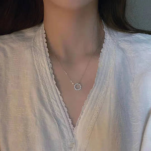 925 Silver Zircon Round Choker Necklace Set Wedding Gift NK069