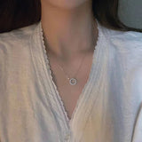 925 Silver Zircon Round Choker Necklace Set Wedding Gift NK069