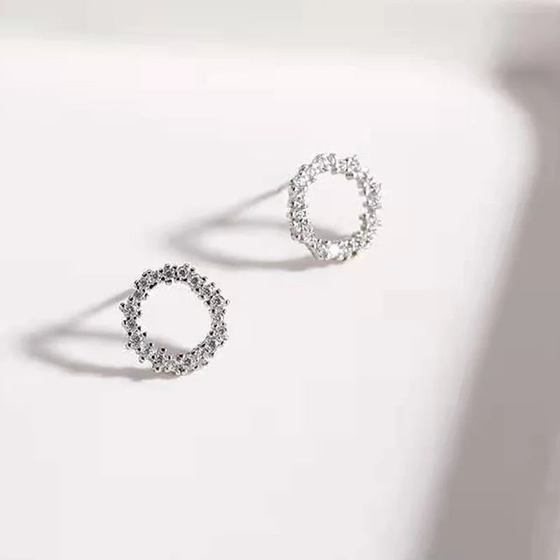 925 Silver Zircon Round Choker Necklace Set Wedding Gift NK069