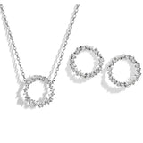 925 Silver Zircon Round Choker Necklace Set Wedding Gift NK069
