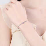 925 Sterling Silver Pink Zirconia Butterfly Chain Bracelet For Women