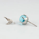 925 Silver Romantic Dolphin Tail with Sea Bead Stone for Women Girls