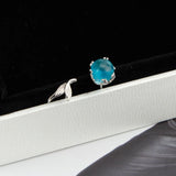925 Silver Romantic Dolphin Tail with Sea Bead Stone for Women Girls