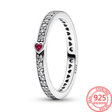 925 Silver Heart Hollow Red Heart Ring Women's Party Jewelry