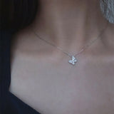 Silver Zircon Crystal Butterfly Necklace Choker for Women