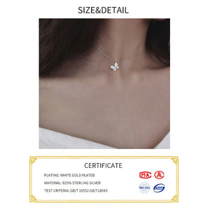 Silver Zircon Crystal Butterfly Necklace Choker for Women