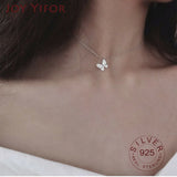 Silver Zircon Crystal Butterfly Necklace Choker for Women