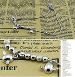 925 Silver Angel Egg Anklet Round Bead Chain Lady Foot Jewelry