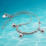 925 Silver Angel Egg Anklet Round Bead Chain Lady Foot Jewelry