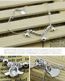 925 Silver Angel Egg Anklet Round Bead Chain Lady Foot Jewelry