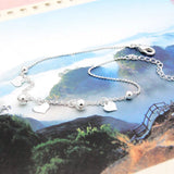 Sterling Silver Heart Bell Anklet for Women