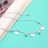 Sterling Silver Heart Bell Anklet for Women
