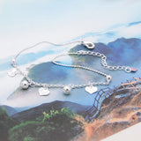 Sterling Silver Heart Bell Anklet for Women