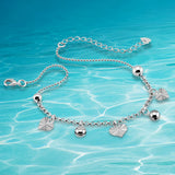 Sterling Silver Heart Bell Anklet for Women