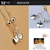 925 Sterling Silver Heart Anklet for Women