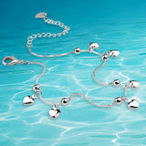 925 Sterling Silver Heart Anklet for Women