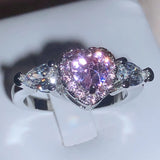 Pink Love Zirconia Ring 925 Stamp Jewelry Party Wedding Birthdays Gift