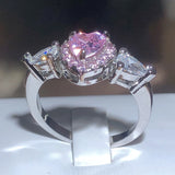Pink Love Zirconia Ring 925 Stamp Jewelry Party Wedding Birthdays Gift