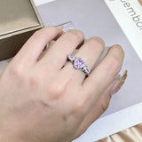 Pink Love Zirconia Ring 925 Stamp Jewelry Party Wedding Birthdays Gift