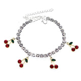 Red Crystal Cherry Anklet Women's Jewelry