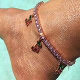 Red Crystal Cherry Anklet Women's Jewelry