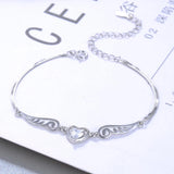 Angel Wings Zircon Bracelet 925 Sterling Silver Fine Jewelry