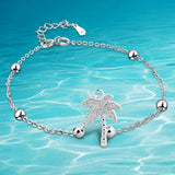 Sweet Beach Coconut Tree Bracelet 925 Sterling Silver Tree Bracelet For Women