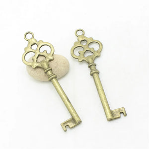 10 pcs 24*78 mm Antique Bronze Grimace Key Charms Jewelry Keys Necklace