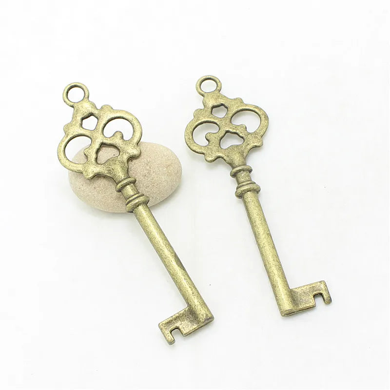 10 pcs 24*78 mm Antique Bronze Grimace Key Charms Jewelry Keys Necklace
