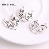 Sweet Bell 20 Antique Carving Heart Charms Jewelry Findings 4A613