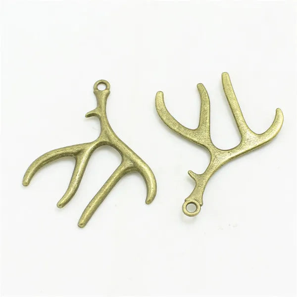 20pcs 40*51mm Deer Antlers Charms Pendant, Antique Christmas Charm