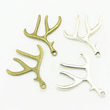 20pcs 40*51mm Deer Antlers Charms Pendant, Antique Christmas Charm