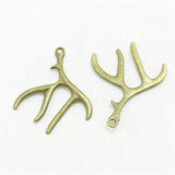 20pcs 40*51mm Deer Antlers Charms Pendant, Antique Christmas Charm