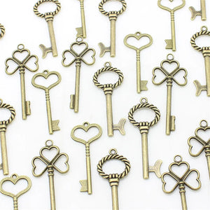 Sweet Bell Key Charms Antique Bronze Alloy Pendant Jewelry Findings
