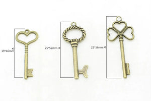 Sweet Bell Key Charms Antique Bronze Alloy Pendant Jewelry Findings