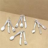 Sweet Bell 30 Sets Antique Fork Spoon Jewelry Findings DIY Charms D1053
