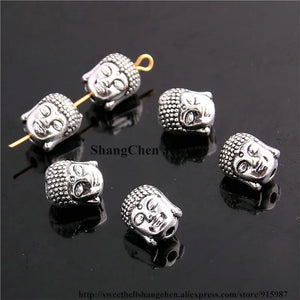 Sweet Bell 30pcs Two Buddha Head Spacer Beads Charms Fit Diy Beaded Bracelets