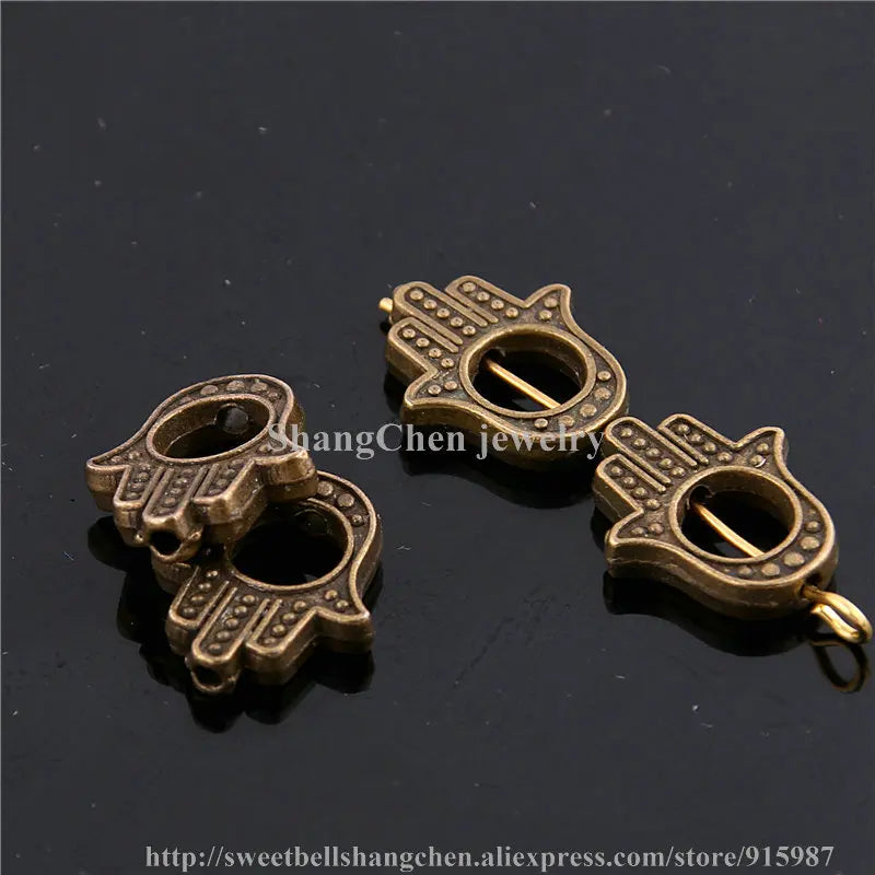 40pcs Three Fatima Hamsa Hand Bead Spacer Bead Charms for Jewelry Making