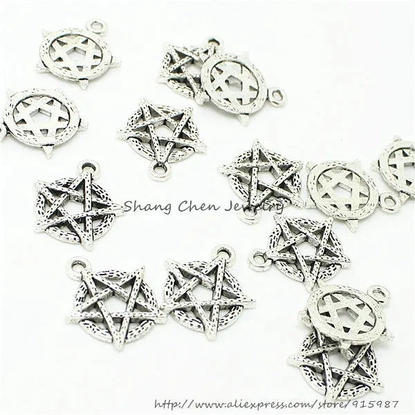 50pcs Vintage Star Pentagram Charm Pendant DIY Bracelet Necklace