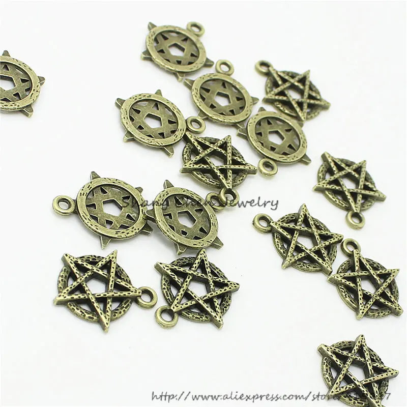 50pcs Vintage Star Pentagram Charm Pendant DIY Bracelet Necklace