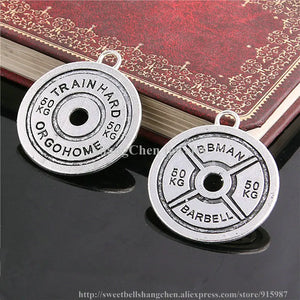 8pcs 35mm Sports Equipment Charms pendants for DIY Fitness Necklace Jewelry