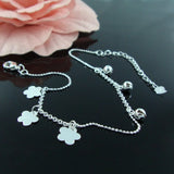 Snowflake Bell Anklet 925 Sterling Silver Women Foot Ornaments